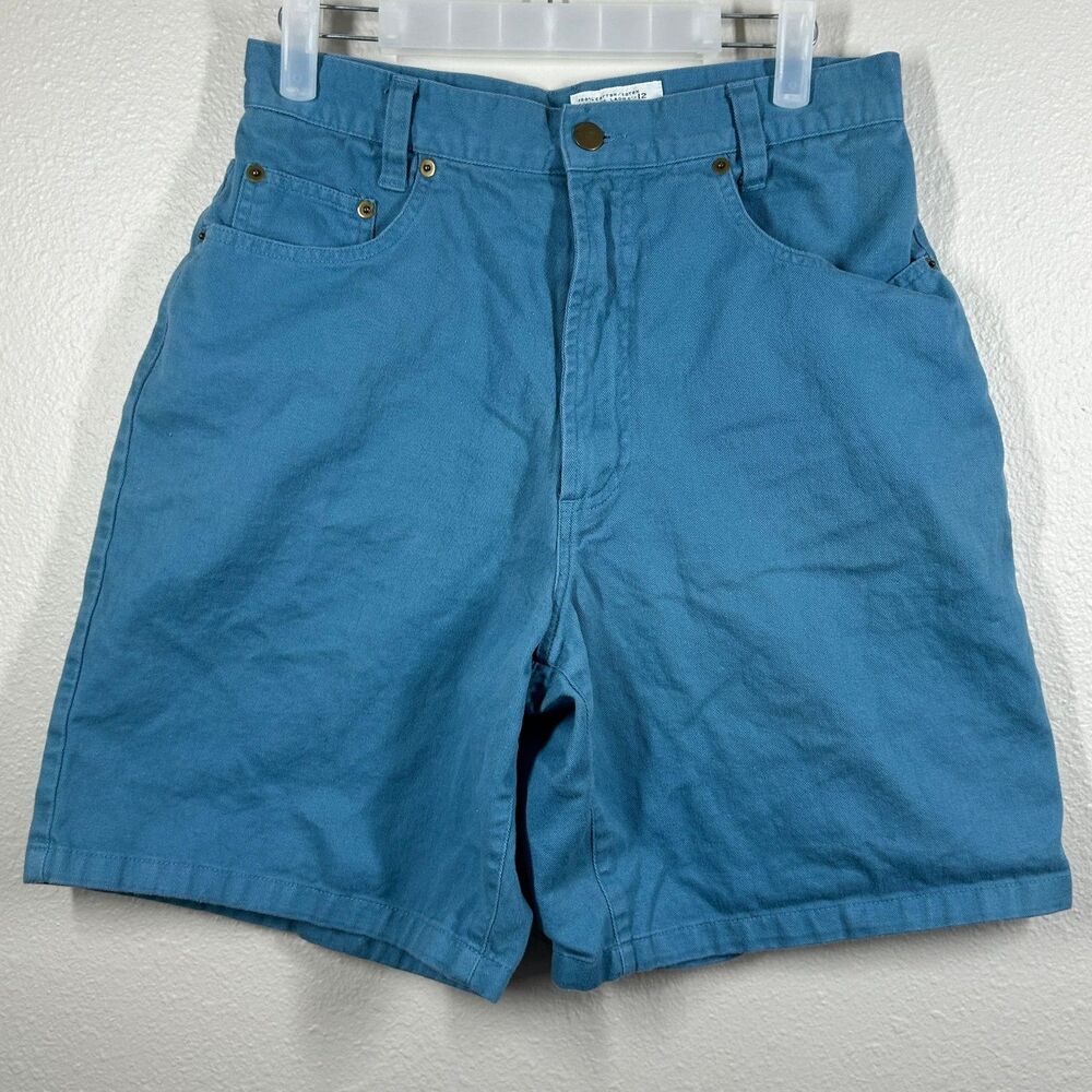 Izod Club Shorts Womens 12 Blue Cotton Casual High Rise Knee Length Pockets